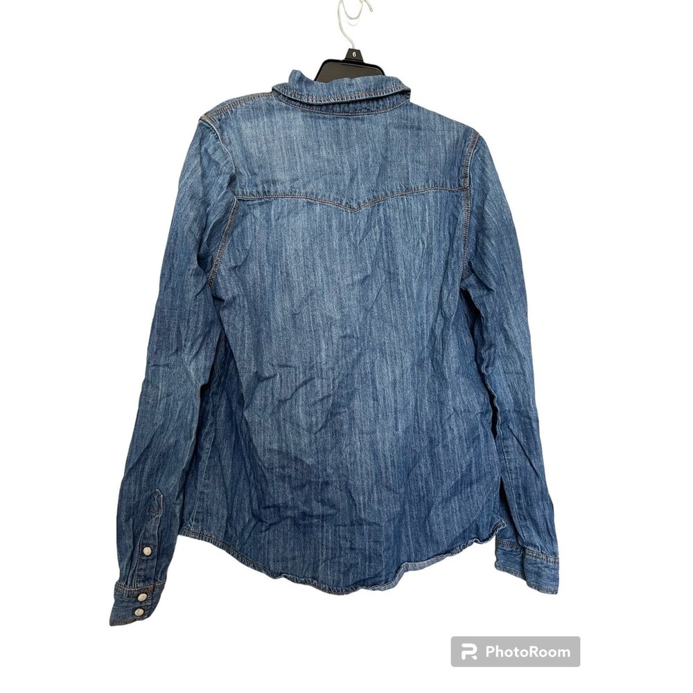 Forever 21 denim western style snap shirt women’s L - Picture 2 of 5